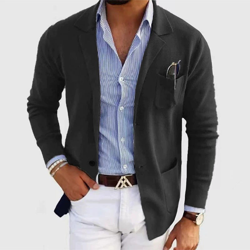 Herren eleganter feiner Strickblazer mit praktischen Taschen ModeGeist