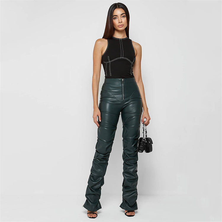 Heriberta Kunstlederhose: Skinny Fit, hoher Bund