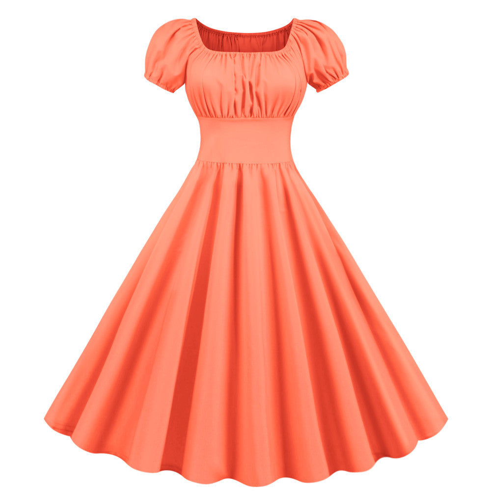 Damen A-Linien Kleid mit Puffärmeln und Taillierung ModeGeist