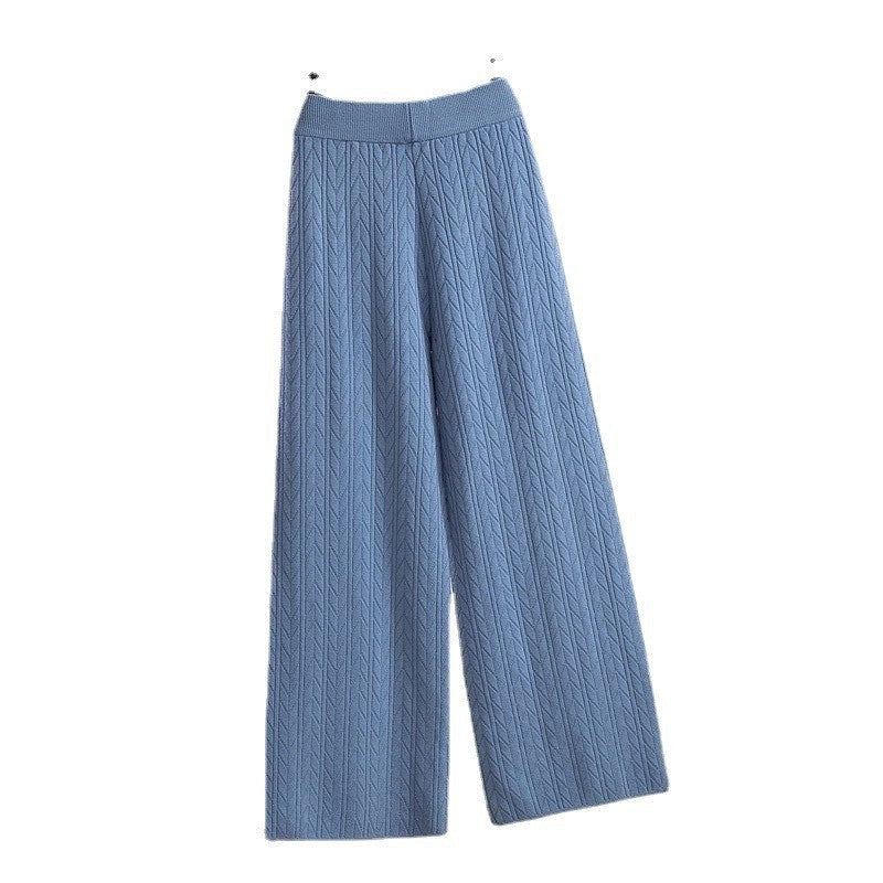 Damen Weite Strickhose mit Zopfmuster ModeGeist