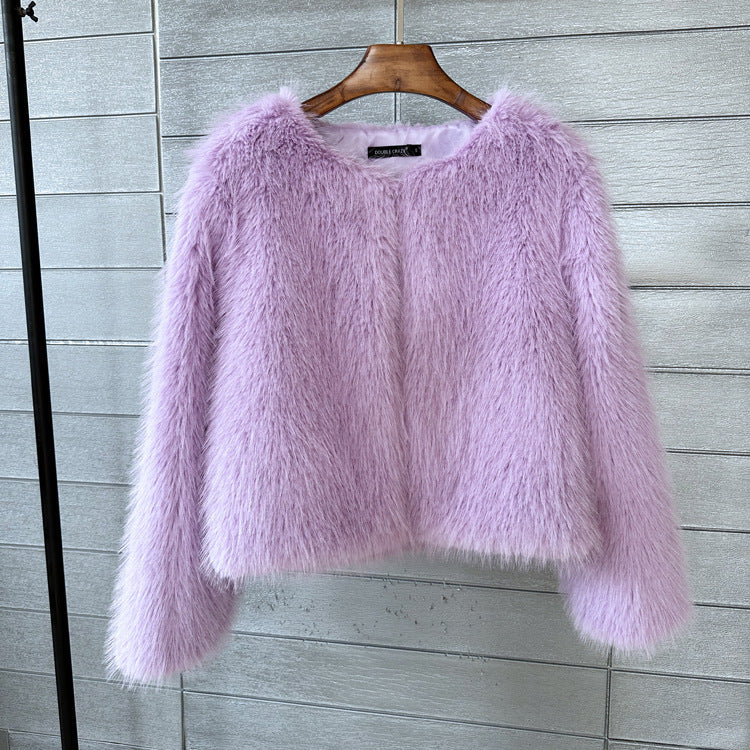 Damen Flauschige Kurzjacke aus hochwertigem Kunstfell mit eleganten Ärmeln ModeGeist