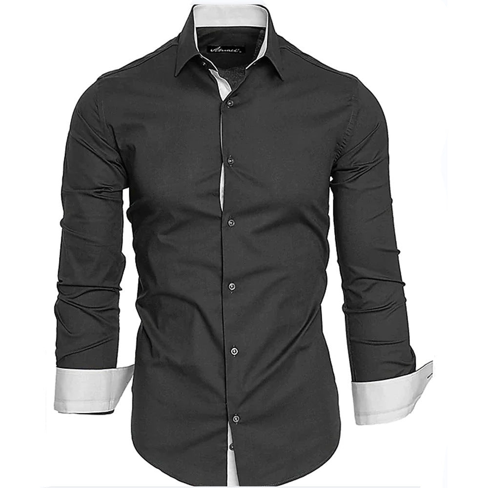Herren elegantes Langarmhemd mit kontrastierenden Manschetten ModeGeist
