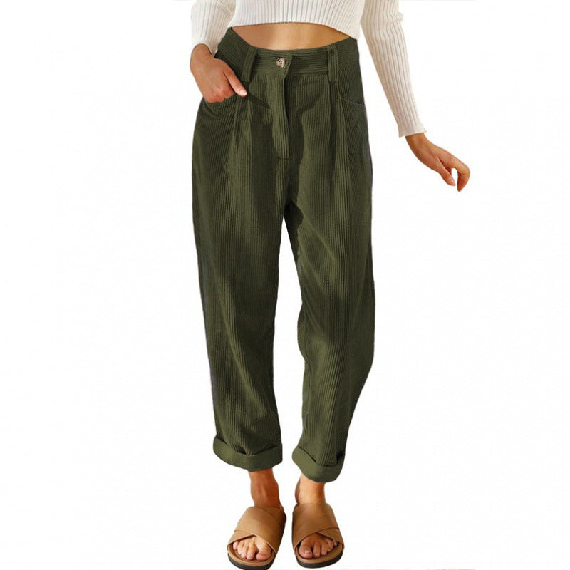 Elegante Damenhose mit hoher Taille und Falten