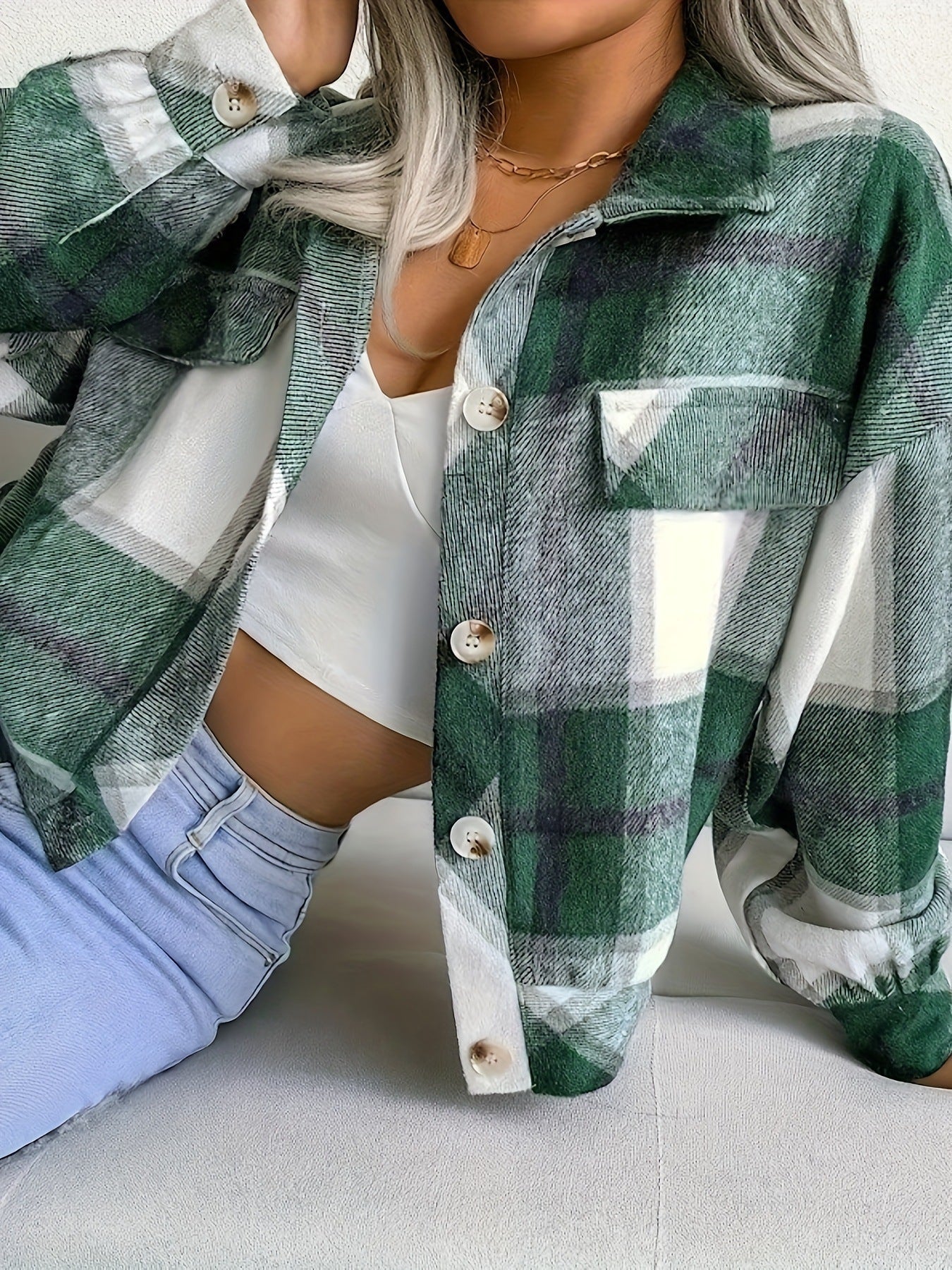 Damen karierte Hemdjacke ModeGeist