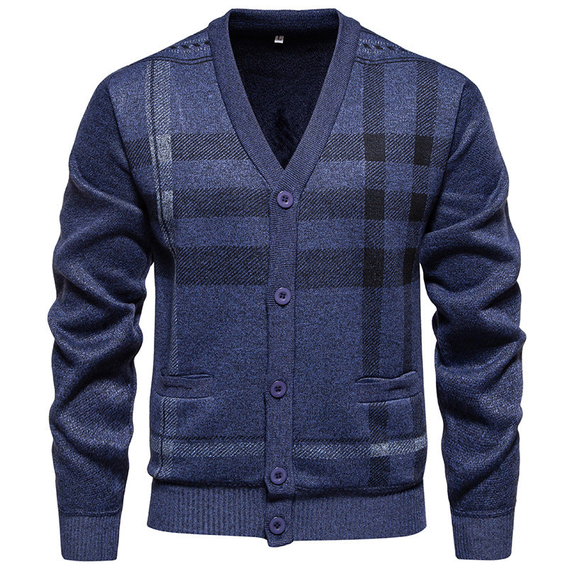 Herren modische Strickjacke mit klassischem Karomuster ModeGeist