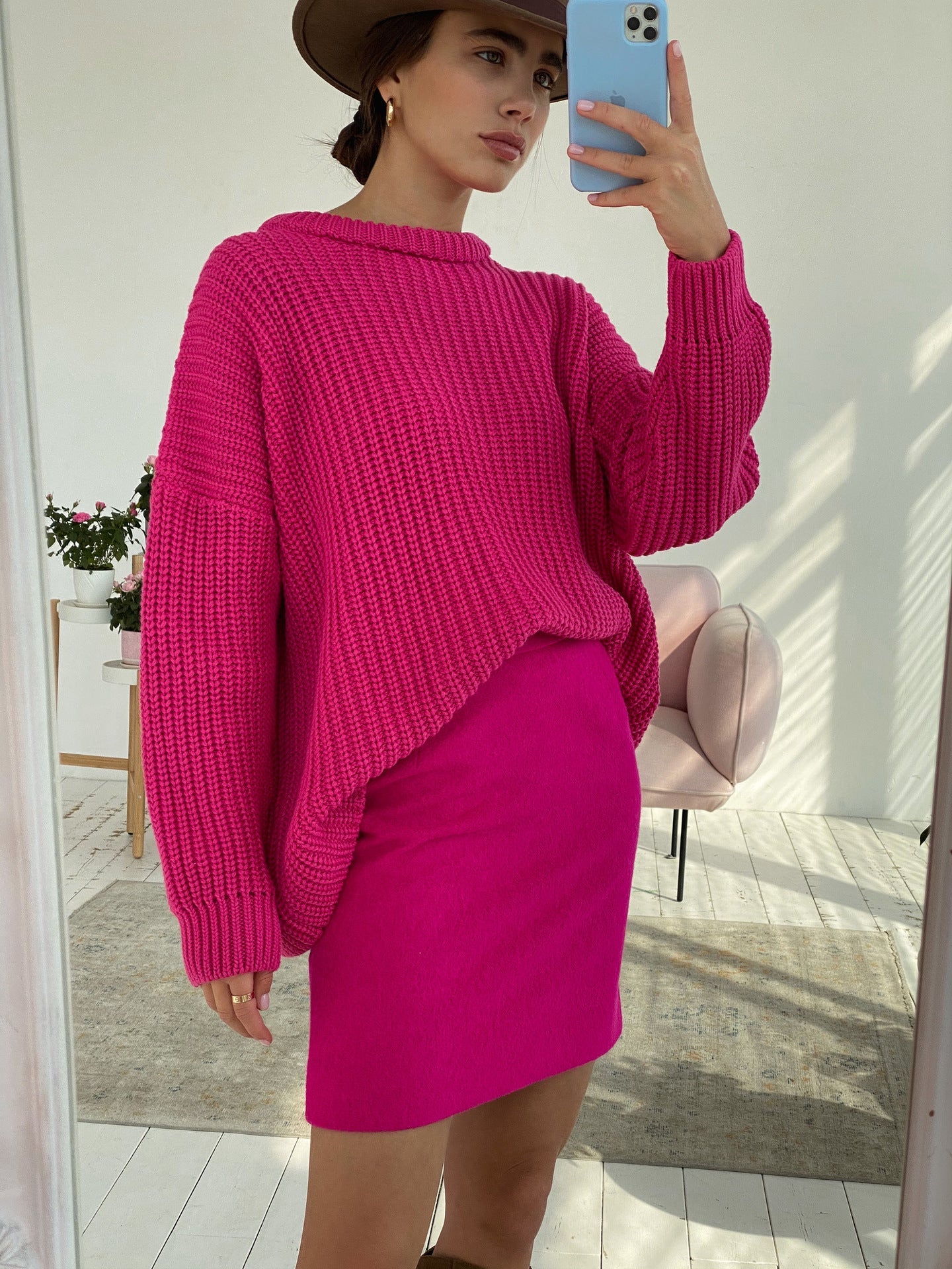 Damen lässiger Strickpullover mit strukturierter Mascheninterpretation und weitem Schnitt ModeGeist