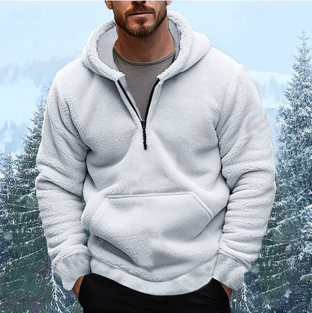 Herren Kuscheliger Fleece-Hoodie mit halblangem Reißverschluss ModeGeist