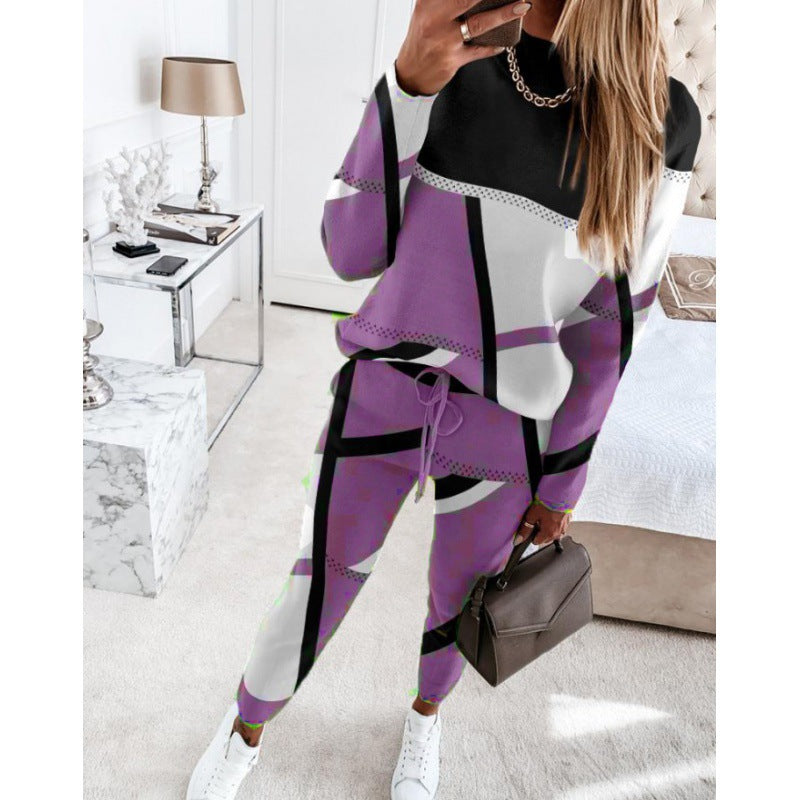 Damen trendy Sweatanzug mit grafischem Muster ModeGeist