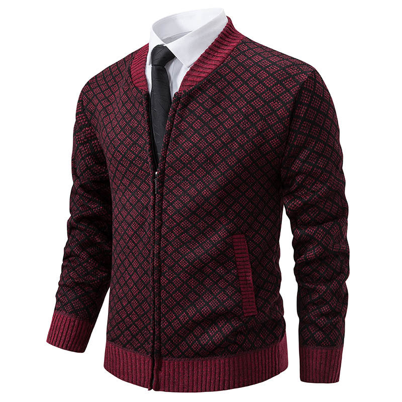 Herren Strickjacke mit modernem Zippverschluss und strukturiertem Design ModeGeist