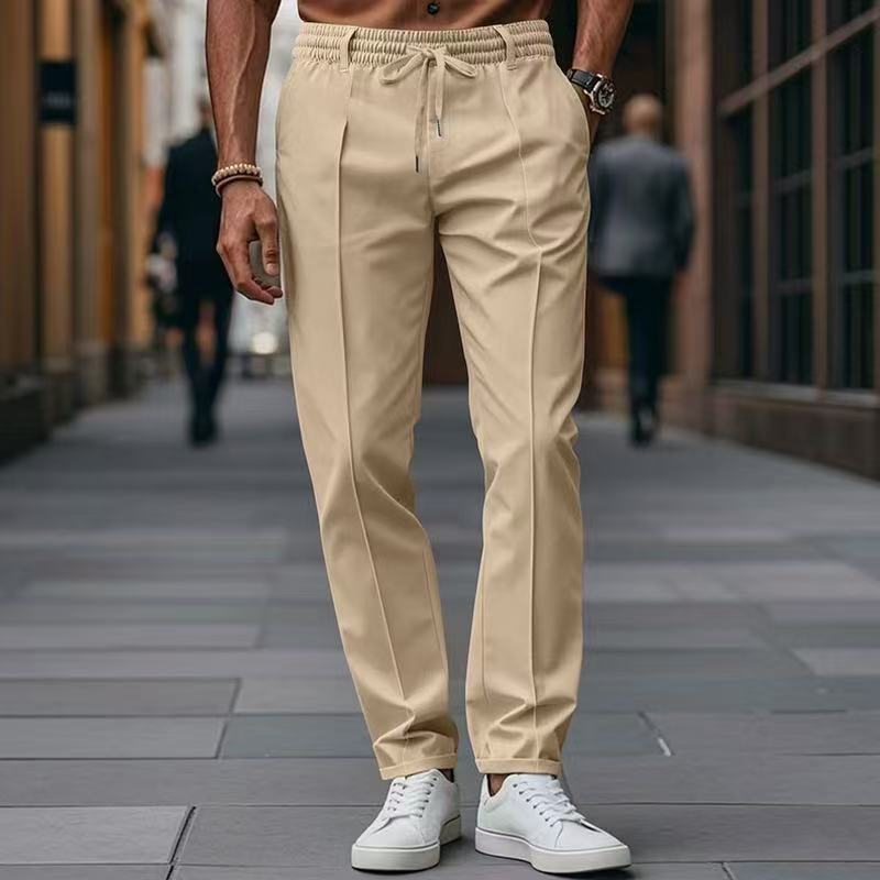 Herren elegante Freizeit-Hose mit elastischem Bund und seitlichen Eingrifftaschen ModeGeist