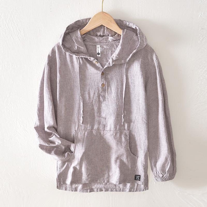 Hochwertiger Leinen-Kapuzenpullover von Fudus im Oxford-Stil