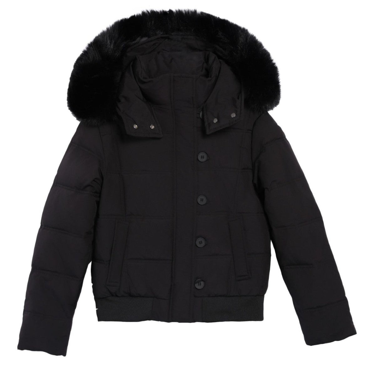 Damen Stylische Jacke mit abnehmbarem Kunstfellkragen und Knopfdetails ModeGeist