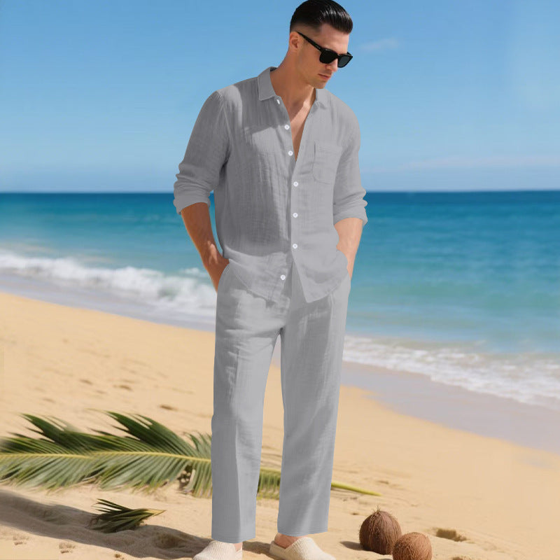 Herren leichtes Leinen-Outfit mit stilvollem Hemd und eleganter Hose ModeGeist