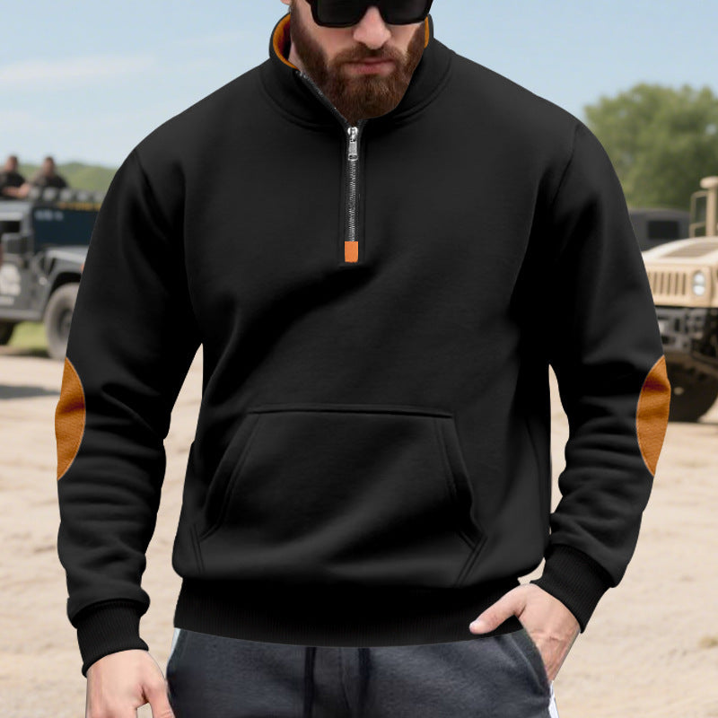Herren Hoodie mit modischem Stehkragen und Kontrastdetails ModeGeist