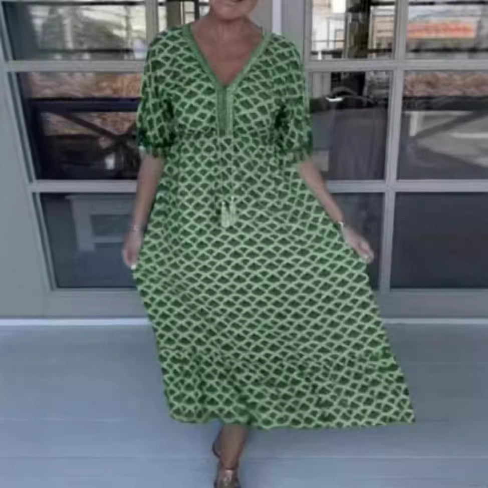 Sommerkleid für Damen, lässiger Schnitt, ausgestellter Rock, feine Fransen, MODEGEIST