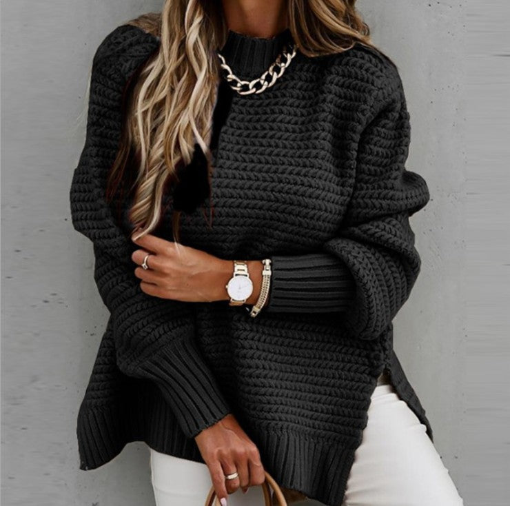 Damen kuscheliger Strickpullover mit strukturiertem Muster und weitem Schnitt ModeGeist