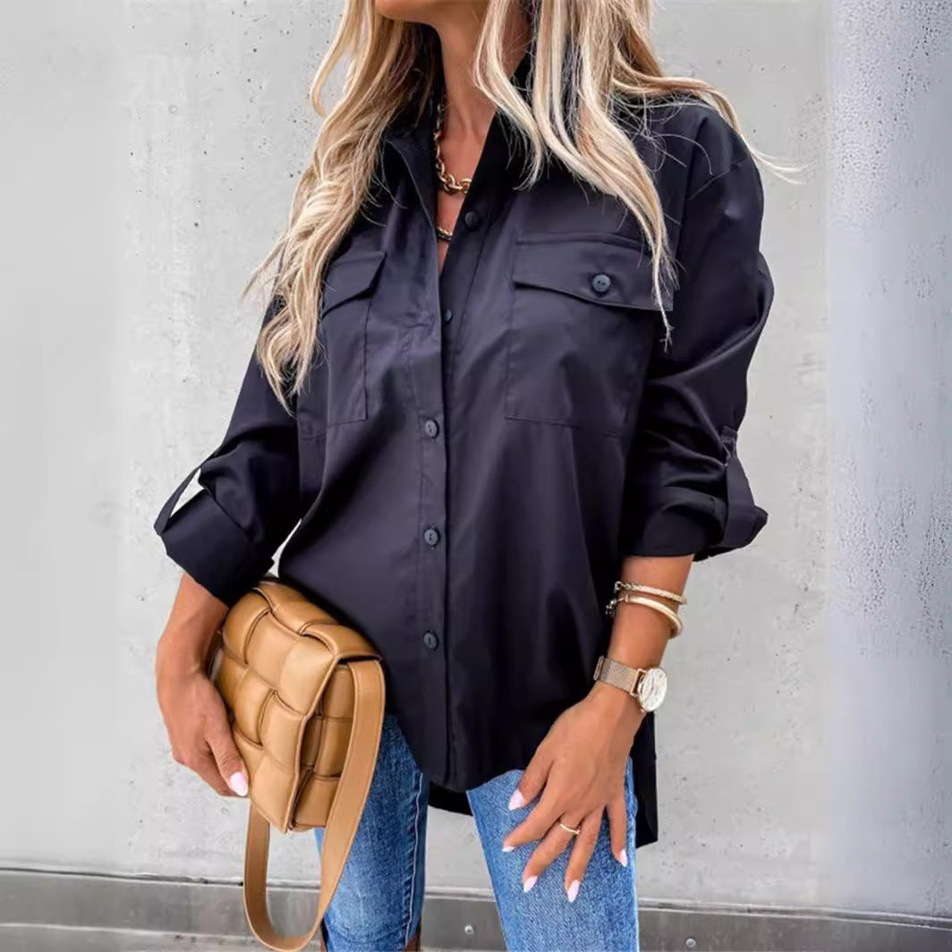 Damen Modische Hemdbluse mit praktischen Brusttaschen und legerem Schnitt ModeGeist