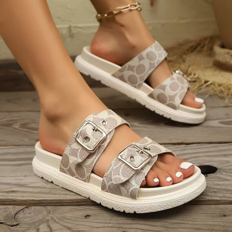 Modische, bequeme Damenschuhe für den Sommer mit verstellbaren Schnallen