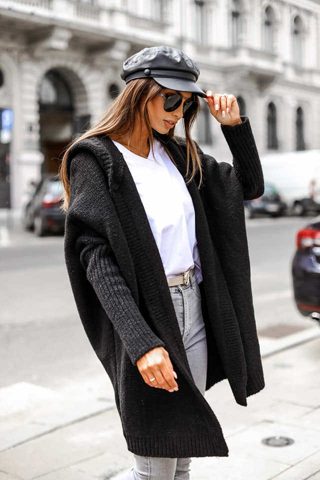 Damen Kuschelige Strickjacke mit Kapuze ModeGeist