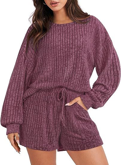 Damen gemütlicher Fleece Lounge-Anzug mit weiten Ärmeln und elastischem Bund ModeGeist