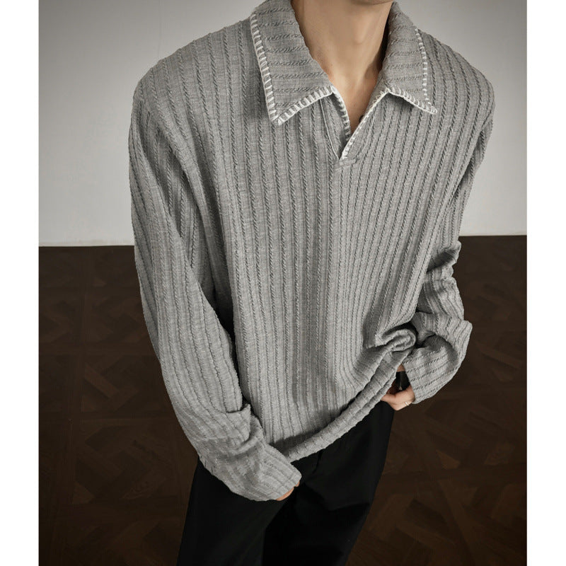 Herren Pullover mit lässigem strukturiertem Design und modischem Kragen ModeGeist
