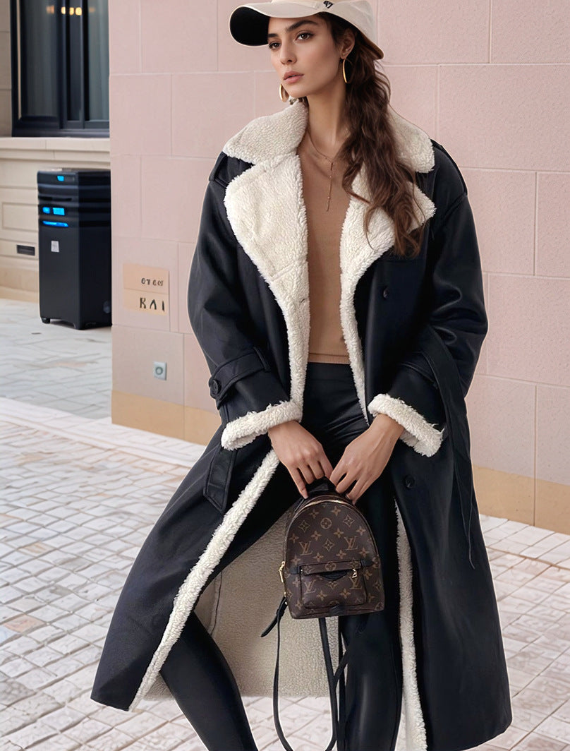 Damen gefütterter Longcoat mit schickem Kragen ModeGeist