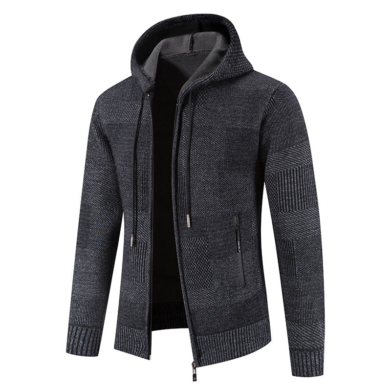Herren Strickjacke mit Kapuze und modernen Strukturelementen ModeGeist