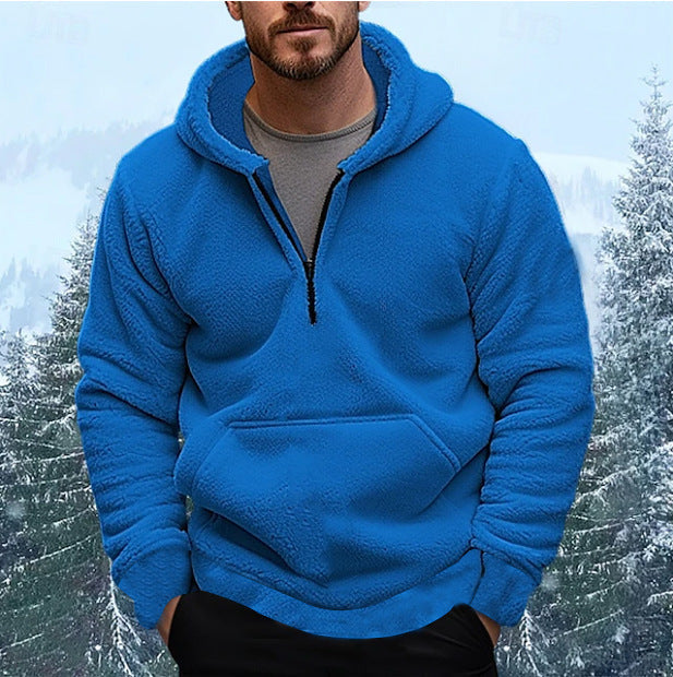 Herren Kuscheliger Fleece-Hoodie mit halblangem Reißverschluss ModeGeist