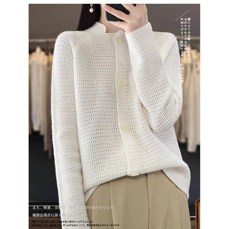 Damen Strickjacke mit besonderen Knopfdetails und strukturierter Maschenoptik ModeGeist