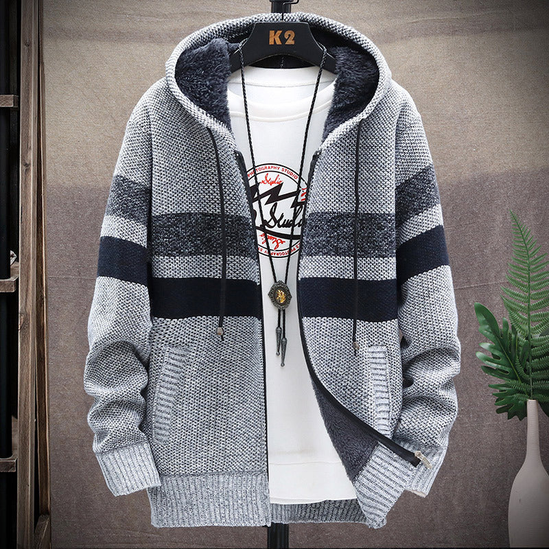 Herren Fleece-Hoodie mit hohem Kragen und Struktur ModeGeist