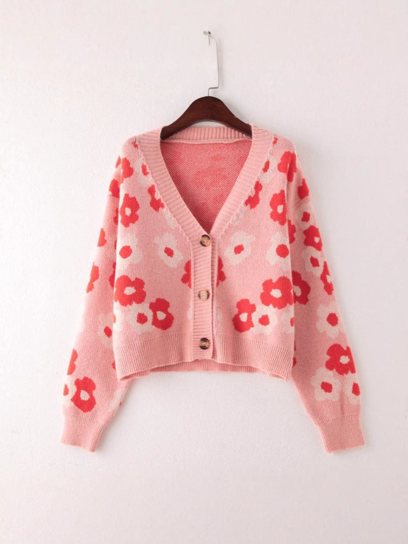 Damen cardigan mit floralem Muster und Knopfdetails ModeGeist