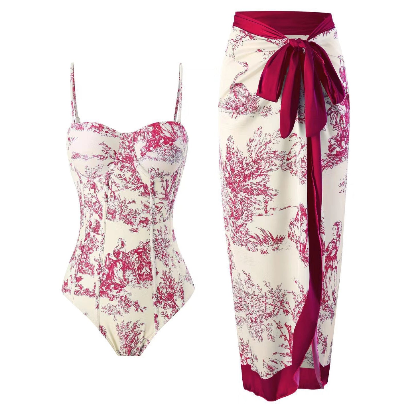 Elegantes Damen Badeanzug-Set mit Wickelrock von MODEGEIST
