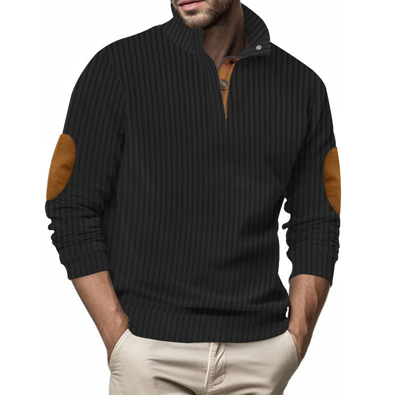 Herren Stepppullover mit strukturiertem Design und Kontrast-Patches ModeGeist