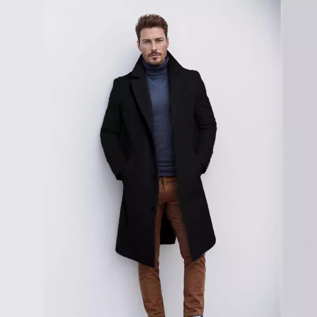 Herren schicker Wollmantel mit strukturiertem Obermaterial ModeGeist