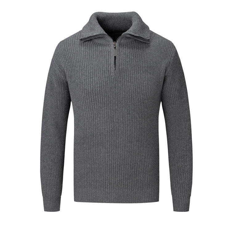 Herren Freizeitpullover mit halbem Reißverschluss und strukturiertem Strickmuster ModeGeist