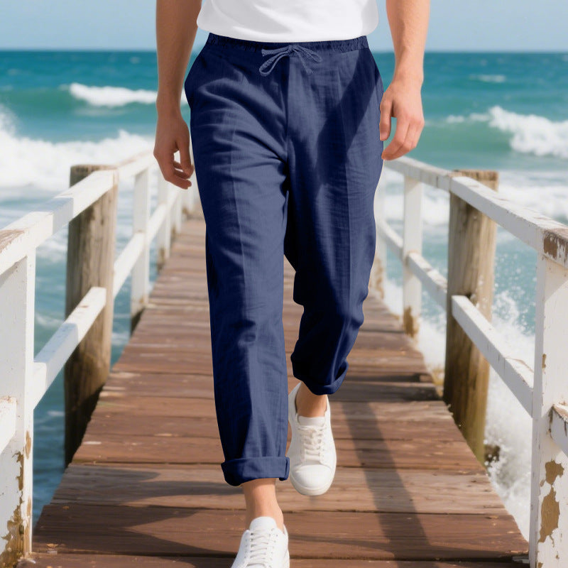 Herren bequeme Strandhose mit elastischem Bund und verstellbarem Kordelzug ModeGeist