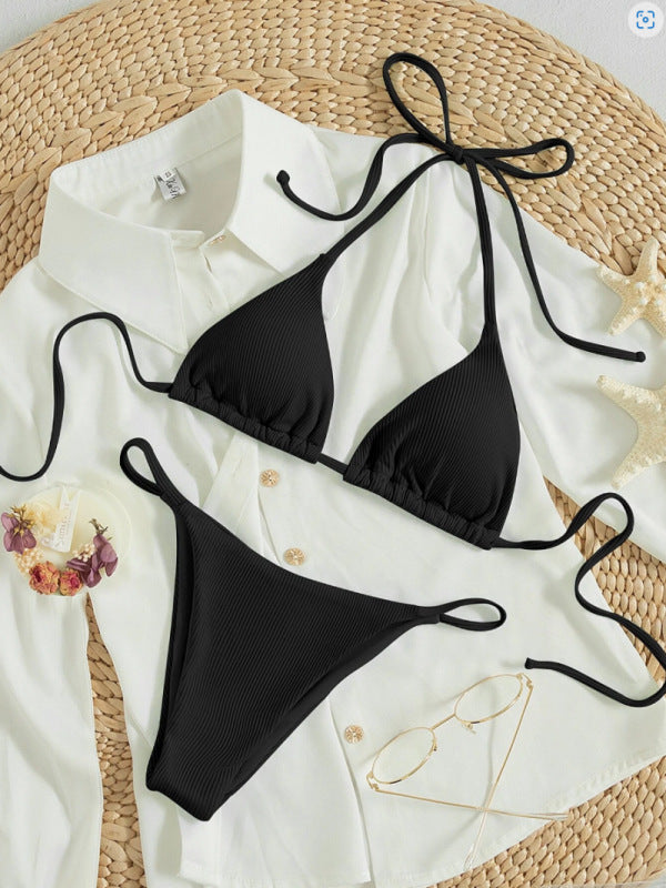 Damen Ripp-Dreieck-Bikini mit verstellbaren Trägern MODEGEIST 1750313953