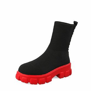 Damen trendige Stiefel mit hohem Schaft und robustem Plateau ModeGeist