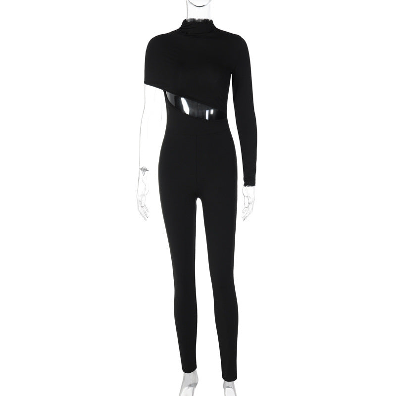 Modegeist figurbetonter Damen-Jumpsuit mit asymmetrischem Schnitt