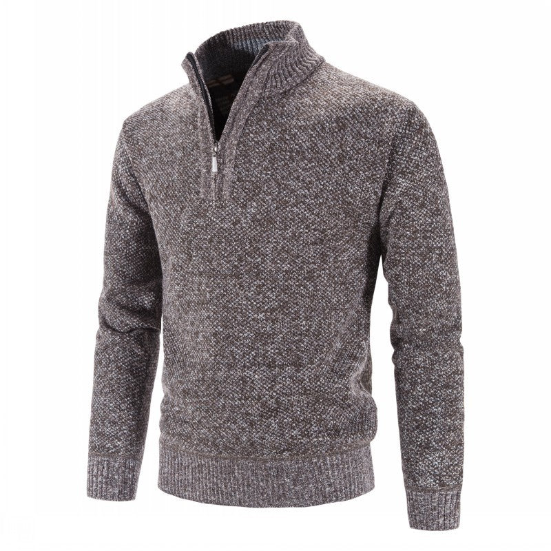 Herren modischer Strickpullover mit halbem Reißverschluss und strukturiertem Design ModeGeist