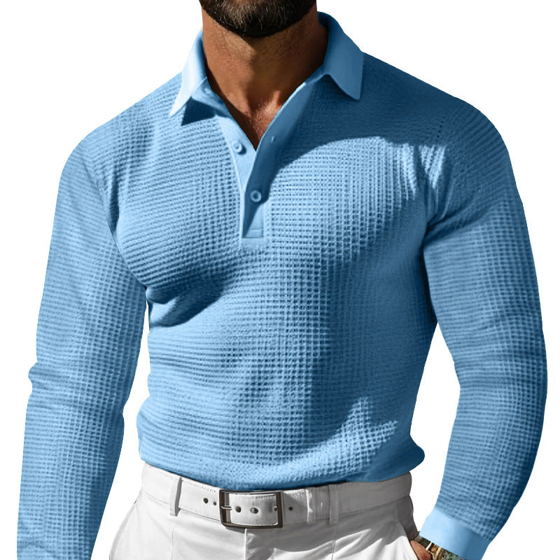 Herren Langarm-Poloshirt mit strukturiertem Design und klassischem Kragen ModeGeist