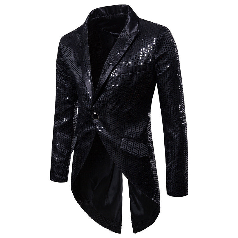 Herren eleganter Pailletten-Blazer mit asymmetrischem Schnitt und luxuriösem Design ModeGeist