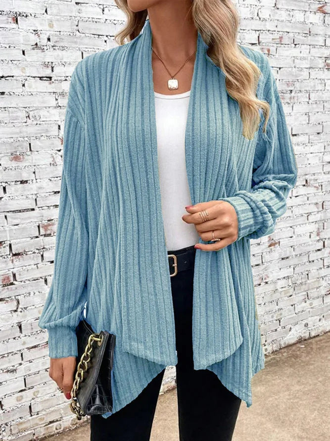 Damen lässiger Strickcardigan mit markantem Rippdesign ModeGeist