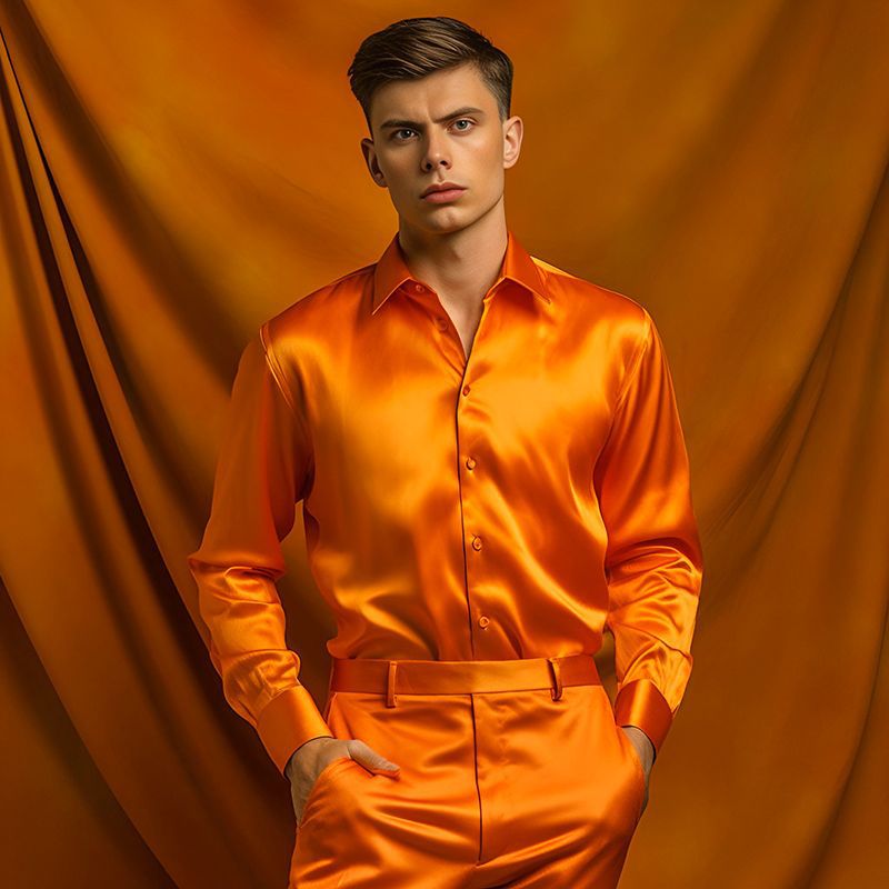 Herren Hemd aus glänzendem Satin mit modernem Kragen ModeGeist