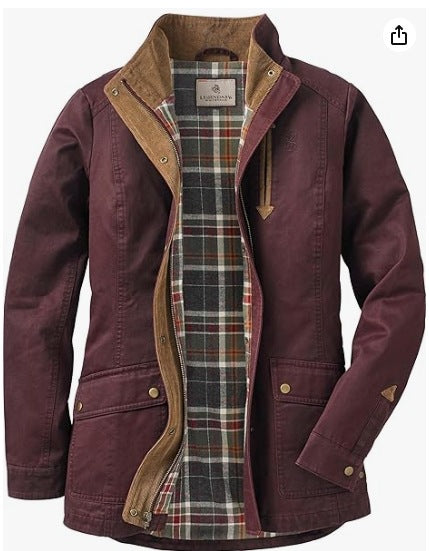 Damen lässige Utility-Jacke mit Karo-Innenfutter ModeGeist