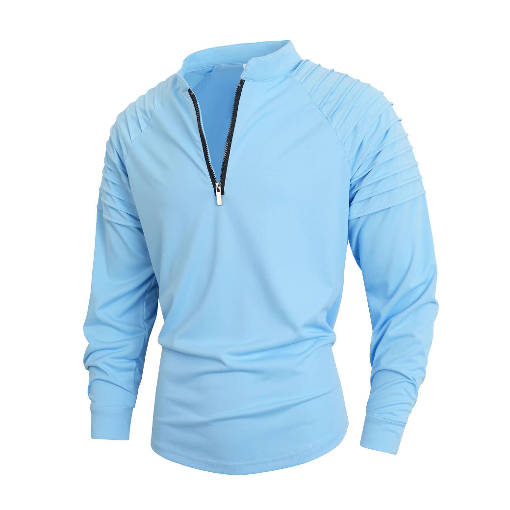Herren Langarmshirt mit modernem Stehkragen und Reißverschluss ModeGeist