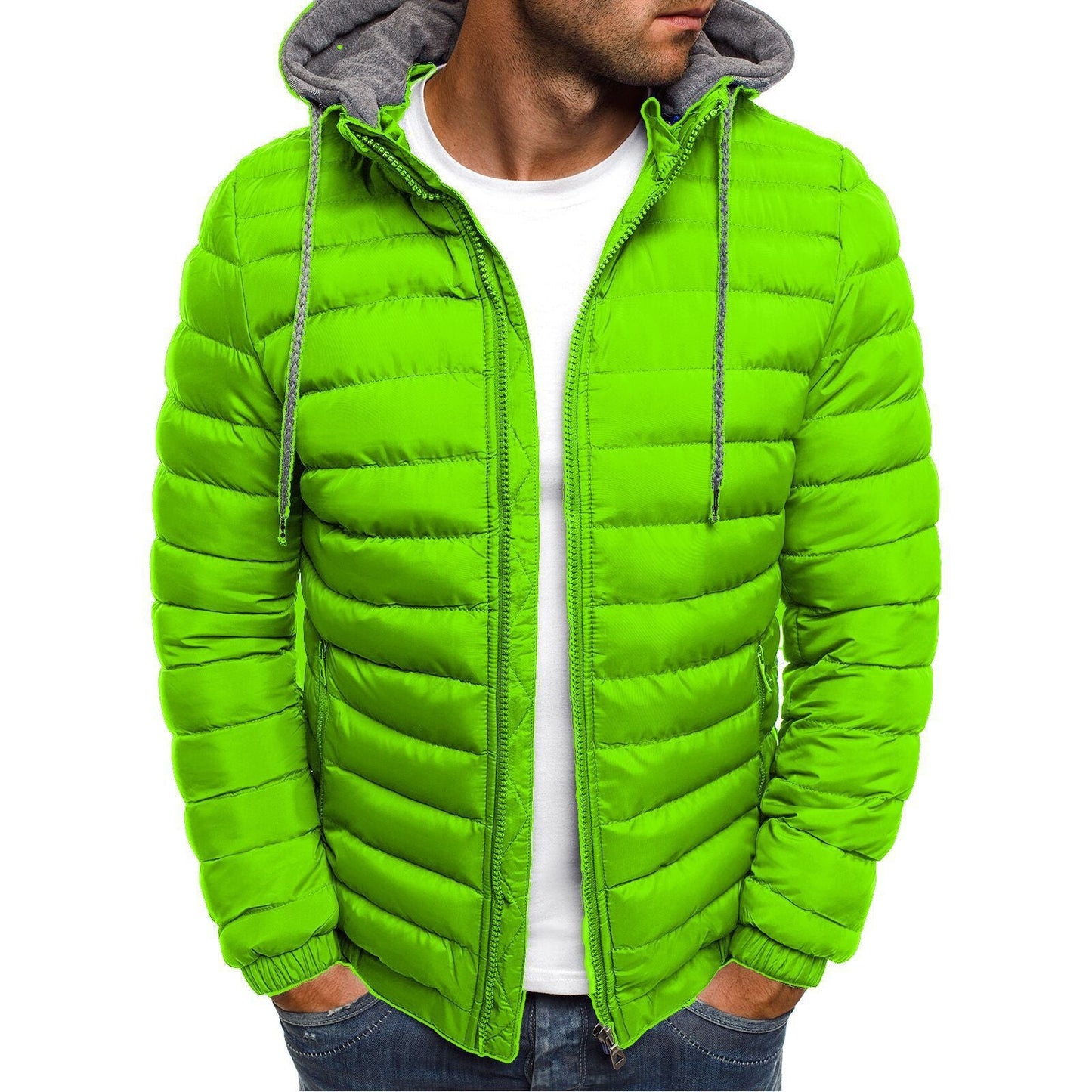 Herren gesteppte Windjacke mit Kapuze ModeGeist
