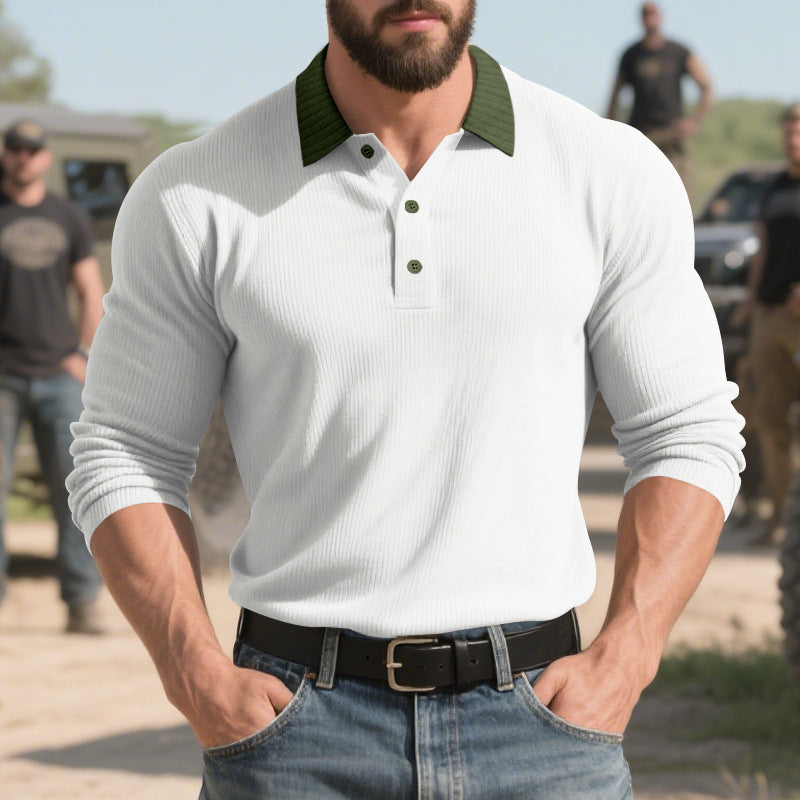 Herren langärmliges Poloshirt mit strukturiertem Design und klassischem Kragen ModeGeist