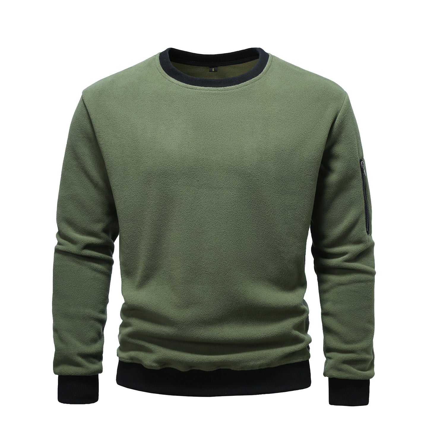 Herren kuscheliger Fleece-Pullover mit Reißverschlusstasche ModeGeist
