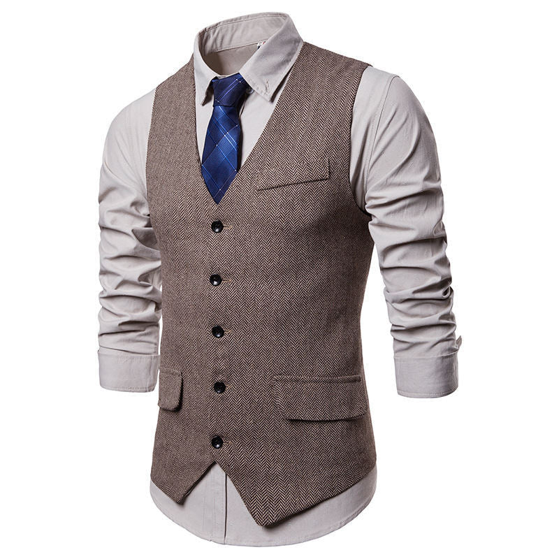 Herren elegante Weste im klassischen Herringbone-Design mit praktischen Taschen ModeGeist